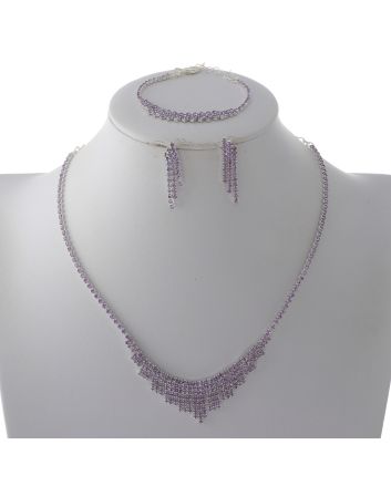 Rhinestone Necklace Bracelet Set 