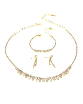 Rhinestone Necklace Bracelet Set 