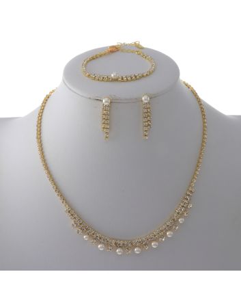Rhinestone Necklace Bracelet Set 