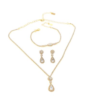 Rhinestone Necklace Bracelet Set 