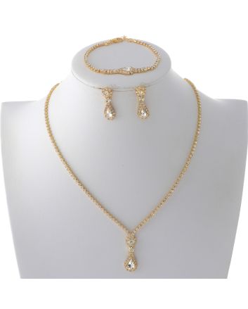 Rhinestone Necklace Bracelet Set 