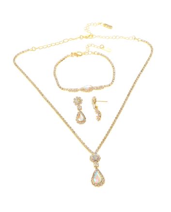 Rhinestone Necklace Bracelet Set 