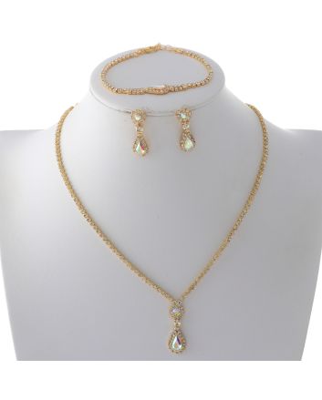 Rhinestone Necklace Bracelet Set 