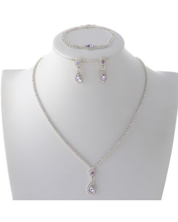 Rhinestone Necklace Bracelet Set 