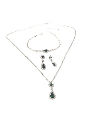 Rhinestone Necklace Bracelet Set 
