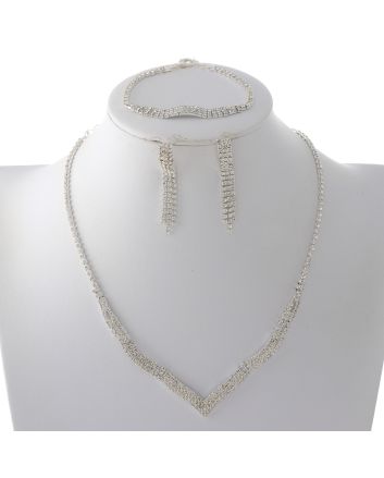 Rhinestone Necklace Bracelet Set 