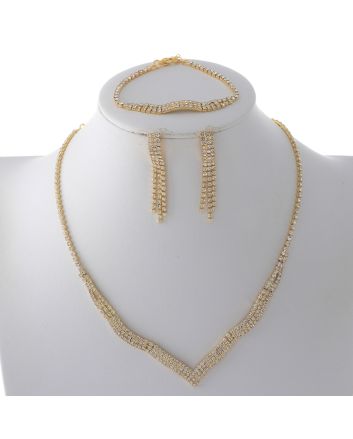 Rhinestone Necklace Bracelet Set 