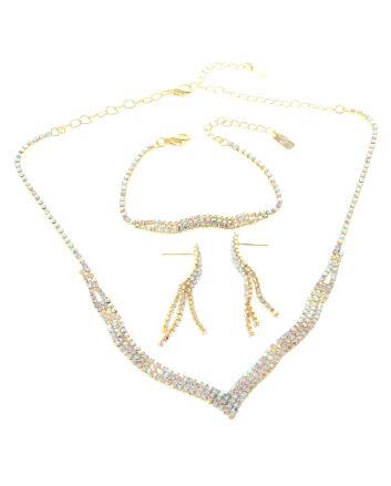 Rhinestone Necklace Bracelet Set 
