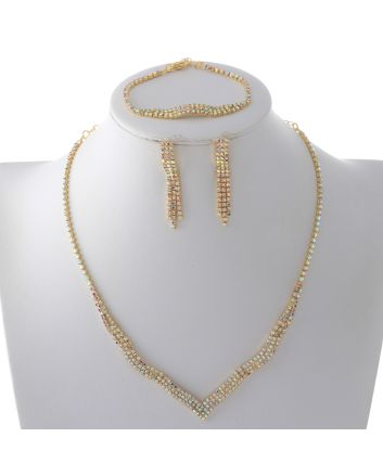 Rhinestone Necklace Bracelet Set 