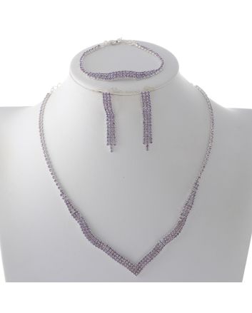 Rhinestone Necklace Bracelet Set 