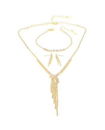 Rhinestone Necklace Bracelet Set 