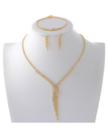 Rhinestone Necklace Bracelet Set 