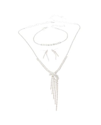 Rhinestone Necklace Bracelet Set 