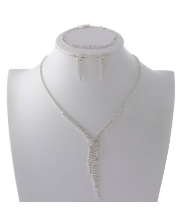 Rhinestone Necklace Bracelet Set 