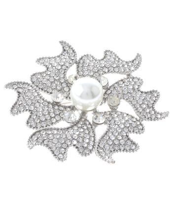 Large Crystal Flower Brooch