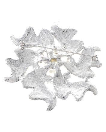 Large Crystal Flower Brooch