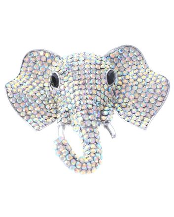 Large Crystal Elephant Brooch