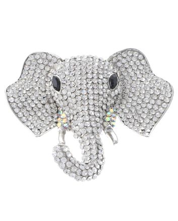 Large Crystal Elephant Brooch