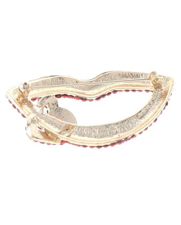 Large Crystal Lip &amp; Heart Brooch