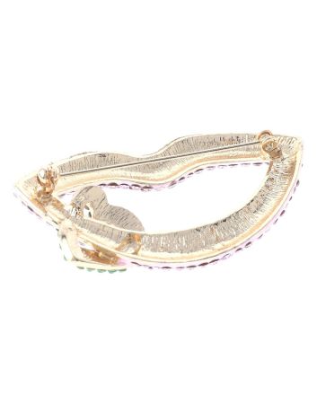 Large Crystal Lip &amp; Heart Brooch