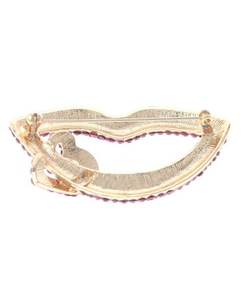 Large Crystal Lip &amp; Heart Brooch