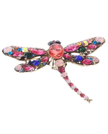 Large Crystal Dragonfly Brooch
