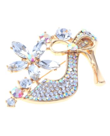 Crystal High Heel Shoe Brooch