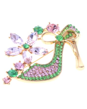 Crystal High Heel Shoe Brooch