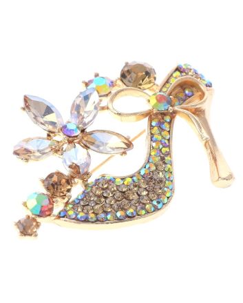 Crystal High Heel Shoe Brooch