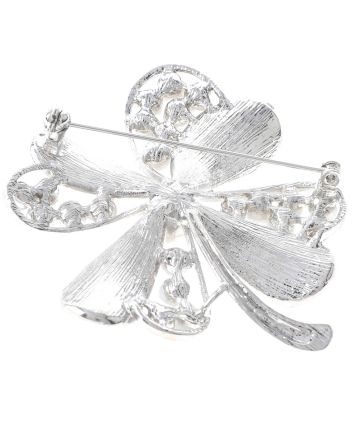 Crystal And Pearl Flower Brooch