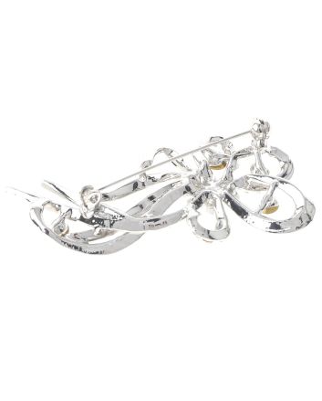 Crystal And Pearl Bow Brooch
