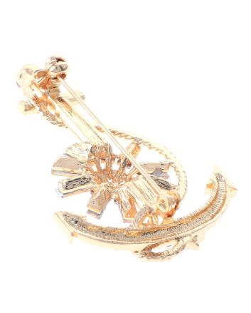 Crystal Anchor Brooch