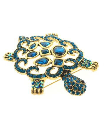 Large Turtle Rhinestone Brooch
