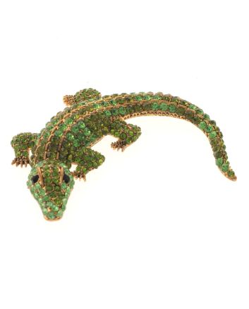 Large Alligator Rhinestone Brooch