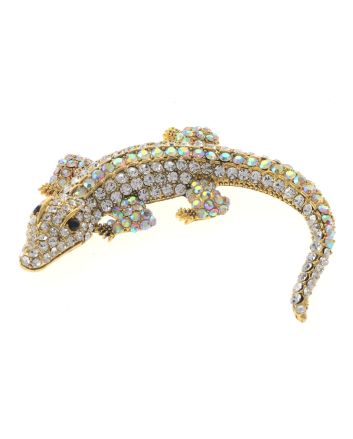 Large Alligator Rhinestone Brooch