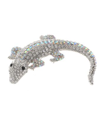 Large Alligator Rhinestone Brooch