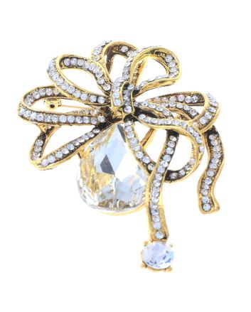 Crystal Bow Brooch