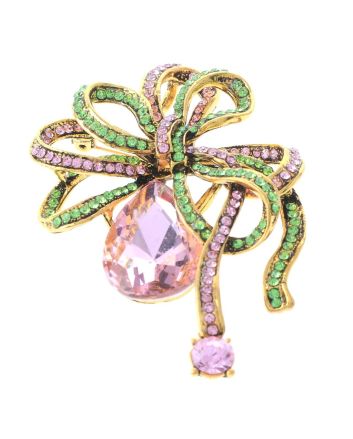 Crystal Bow Brooch