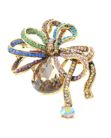 Crystal Bow Brooch