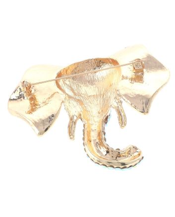 Large Crystal Elephant Brooch
