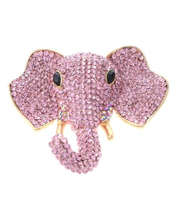 Large Crystal Elephant Brooch