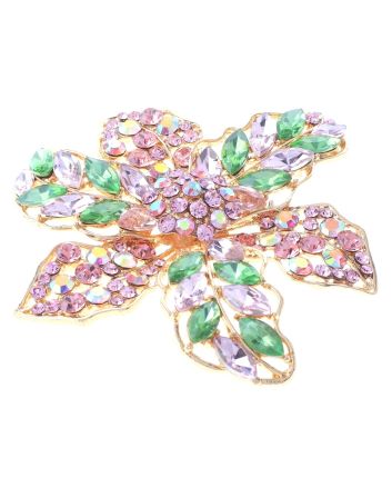 Large Crystal Flower Brooch