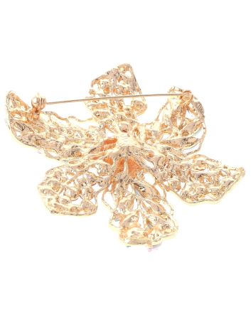Large Crystal Flower Brooch