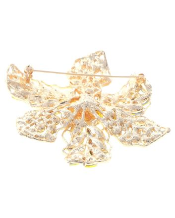 Large Crystal Flower Brooch