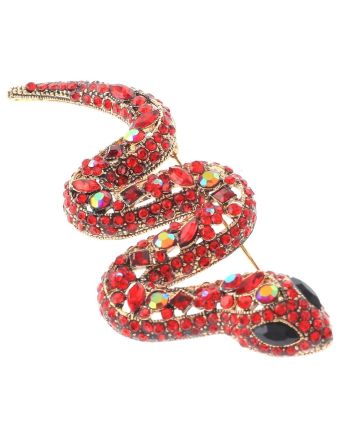 Large Crystal Snake Brooch