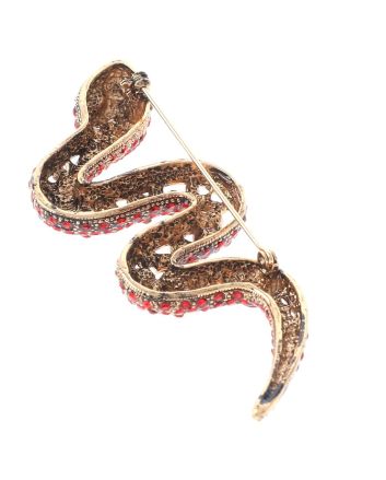 Large Crystal Snake Brooch