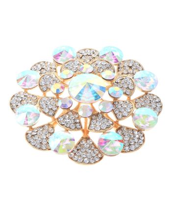 Large Crystal Flower Brooch