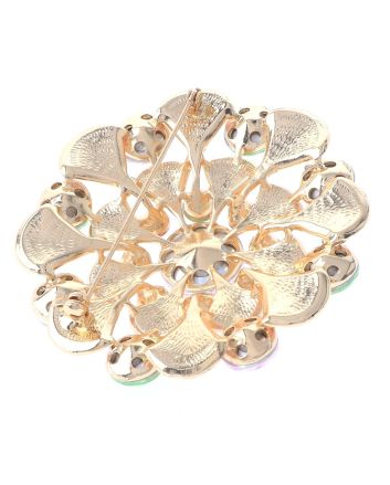 Large Crystal Flower Brooch