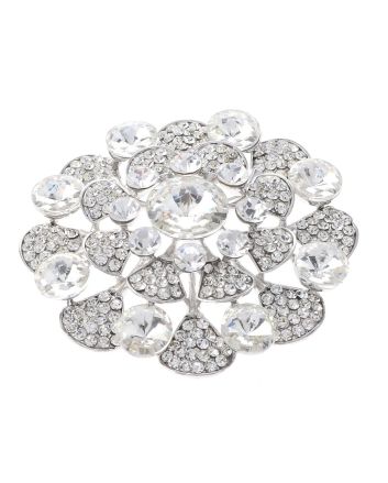 Large Crystal Flower Brooch