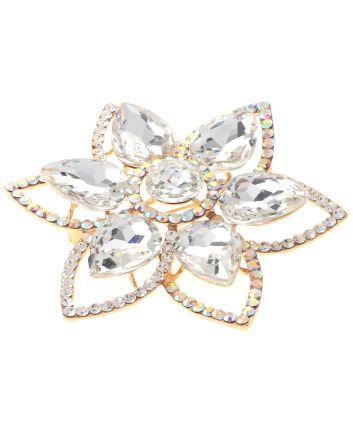 Large Crystal Flower Brooch